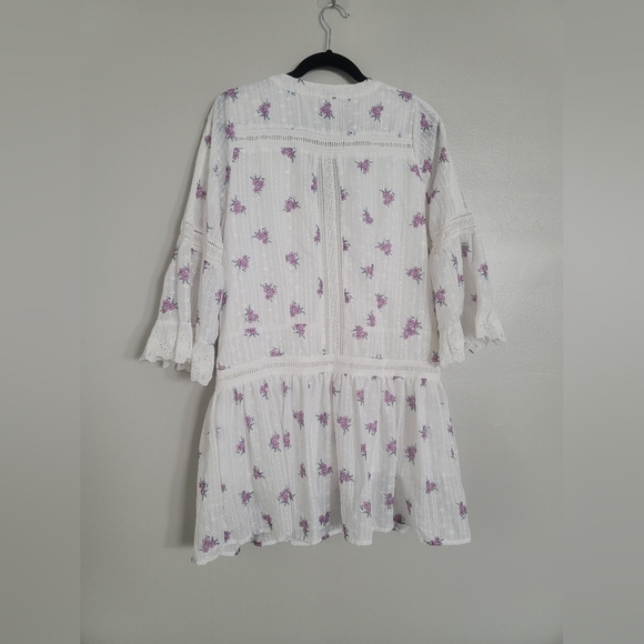 Allison New York White&Purple Embroidered Drop-Waist Mini Dress Size M Feminine - Picture 14 of 16